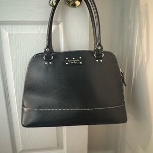 kate spade Black Pebble Leather Satchel with Gold-Tone Hardware